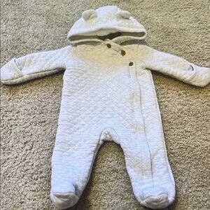 Carter's Gray Footies One Piece with Cozy Quilted Design